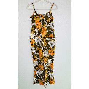 Faherty Jumpsuit Women XS Lelia Floral Crop Flare Linen Rayon Boho Resort Tropic